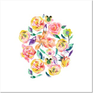 Watercolor Floral Roses Posters and Art